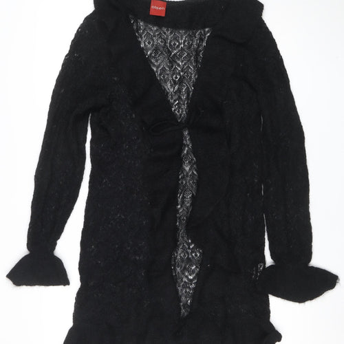 Olsen Womens Black Mohair Knit Open Cardigan Size 12