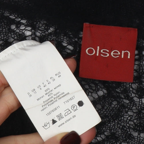 Olsen Womens Black Mohair Knit Open Cardigan Size 12