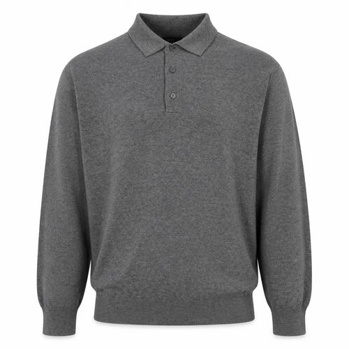 Marks and Spencer Mens Grey 2XL Cotton Rich Long Sleeve Polo