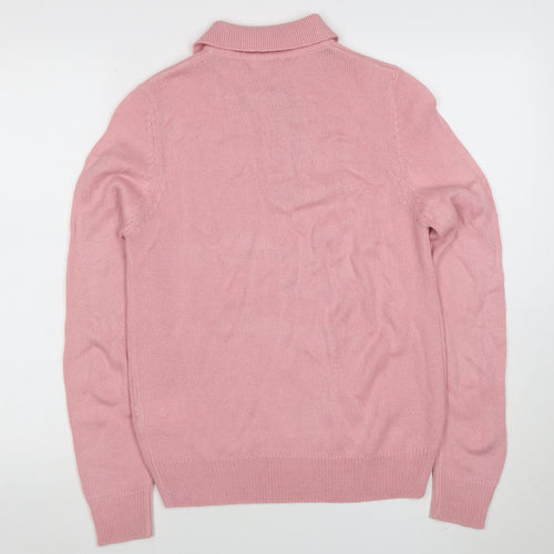 Damart Women’s Pink Collared Long Sleeve Henley Knit Jumper Size S