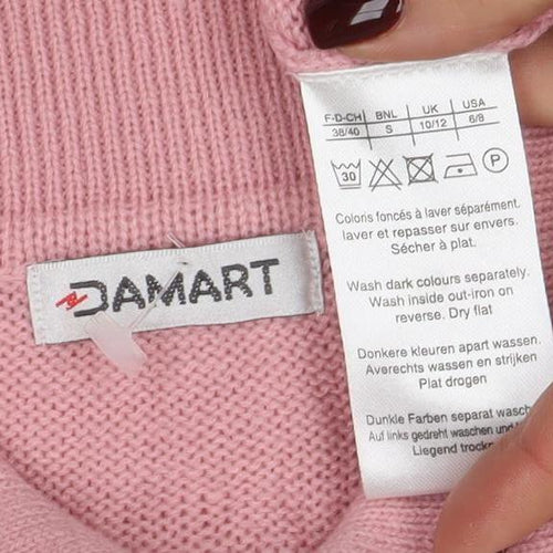 Damart Women’s Pink Collared Long Sleeve Henley Knit Jumper Size S