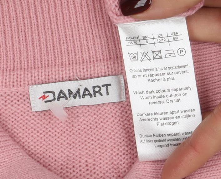 Damart Women’s Pink Collared Long Sleeve Henley Knit Jumper Size S
