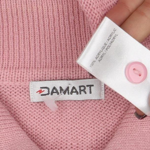 Damart Women’s Pink Collared Long Sleeve Henley Knit Jumper Size S