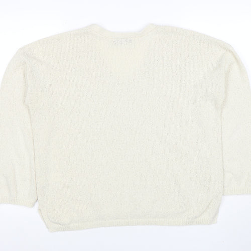 F&F Womens Ivory V-Neck Knit Pullover Jumper Size M