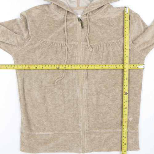 Fun Jeans Womens Beige Full Zip Hoodie Size M Casual Soft Cotton Blend