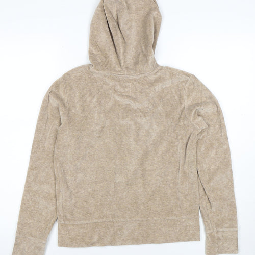 Fun Jeans Womens Beige Full Zip Hoodie Size M Casual Soft Cotton Blend