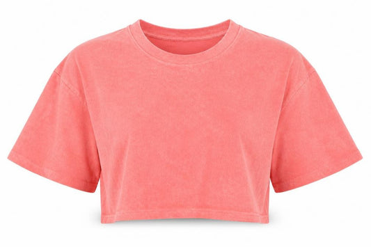 Front view of ASOS DESIGN Women’s Pink Cropped Jersey T-Shirt, size UK 12