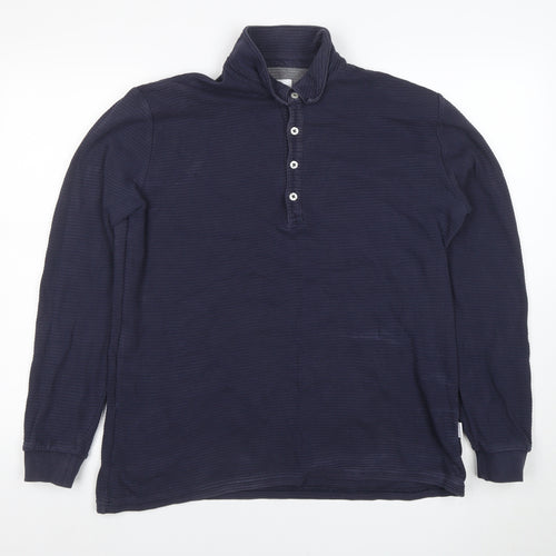 Peter Werth Men's Blue Long Sleeve Cotton Polo Shirt XL