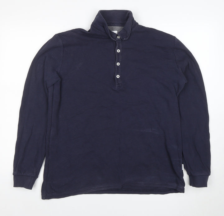 Peter Werth Men's Blue Long Sleeve Cotton Polo Shirt XL