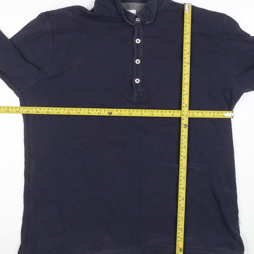 Peter Werth Men's Blue Long Sleeve Cotton Polo Shirt XL