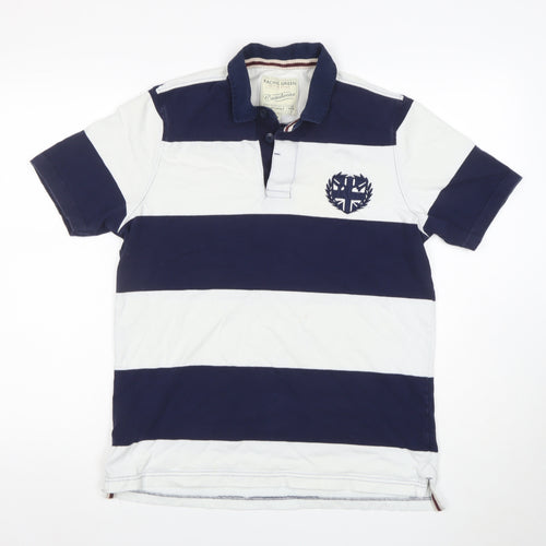 Racing Green Men's Blue Striped Polo Shirt Size S Casual Cotton Top