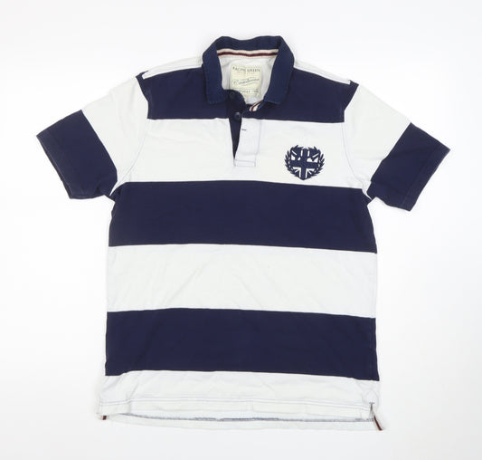 Racing Green Men's Blue Striped Polo Shirt Size S Casual Cotton Top