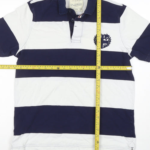 Racing Green Men's Blue Striped Polo Shirt Size S Casual Cotton Top