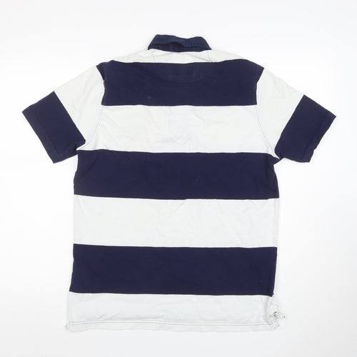 Racing Green Men's Blue Striped Polo Shirt Size S Casual Cotton Top