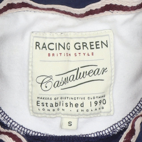 Racing Green Men's Blue Striped Polo Shirt Size S Casual Cotton Top