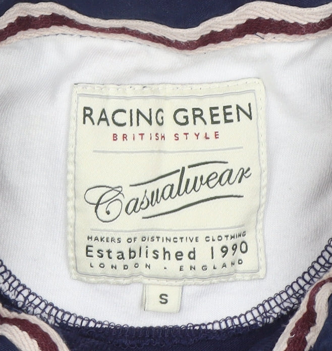 Racing Green Men's Blue Striped Polo Shirt Size S Casual Cotton Top