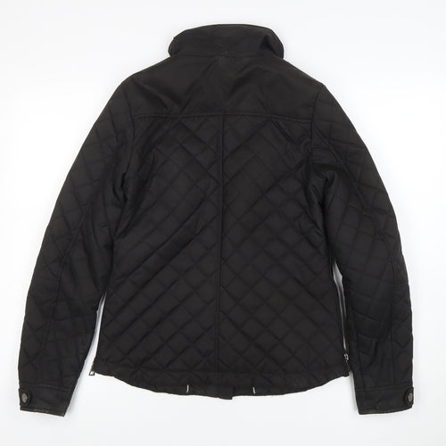 Next Women's Black Quilted Mid-Length Jacket Size 8 Shower Resistant