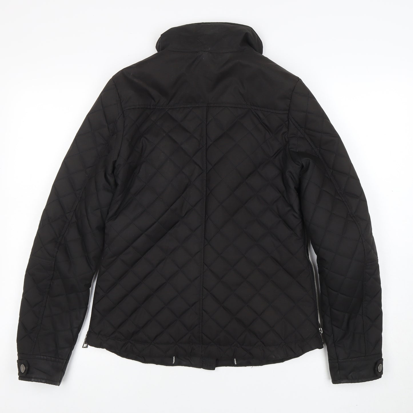Next Women's Black Quilted Mid-Length Jacket Size 8 Shower Resistant