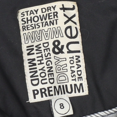 Next Women's Black Quilted Mid-Length Jacket Size 8 Shower Resistant