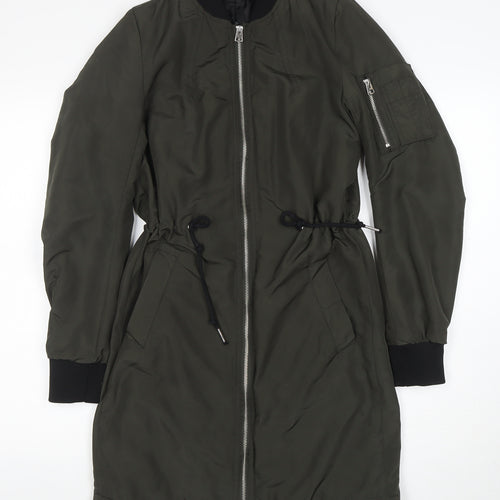 H&M Divided Women’s Green Bomber Jacket Size 6 Mid-Length Zip Casual