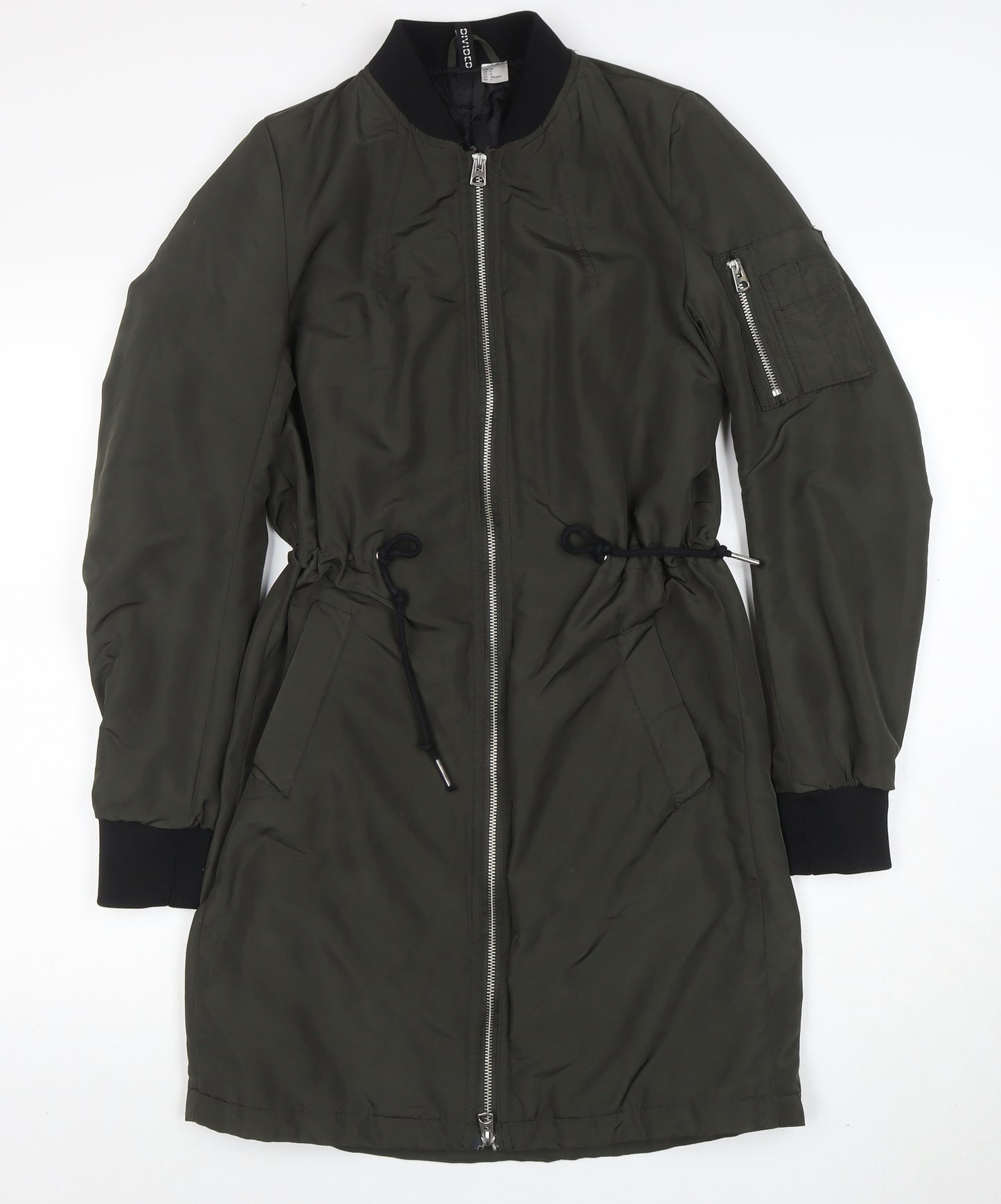 H&M Divided Women’s Green Bomber Jacket Size 6 Mid-Length Zip Casual
