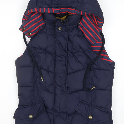 Joules Womens Navy Hooded Puffer Waistcoat Gilet XS UK 8