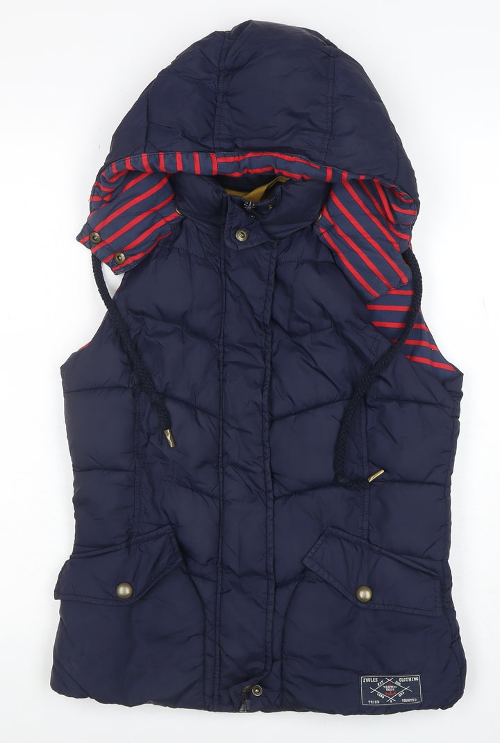 Joules Womens Navy Hooded Puffer Waistcoat Gilet XS UK 8