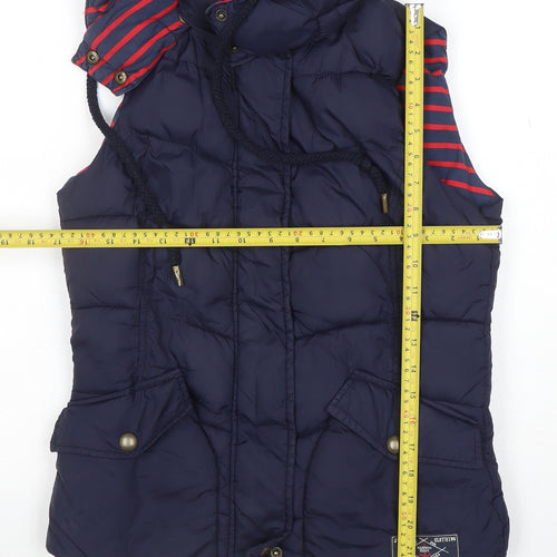 Joules Womens Navy Hooded Puffer Waistcoat Gilet XS UK 8
