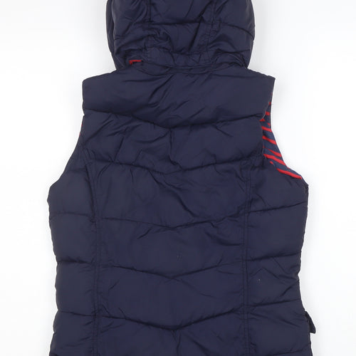 Joules Womens Navy Hooded Puffer Waistcoat Gilet XS UK 8