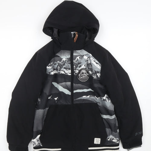 Protest Boys Black Mountain Print Hooded Waterproof Puffer Jacket 10Y