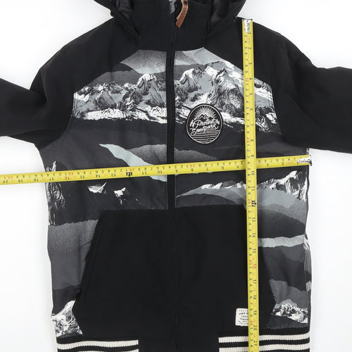 Protest Boys Black Mountain Print Hooded Waterproof Puffer Jacket 10Y