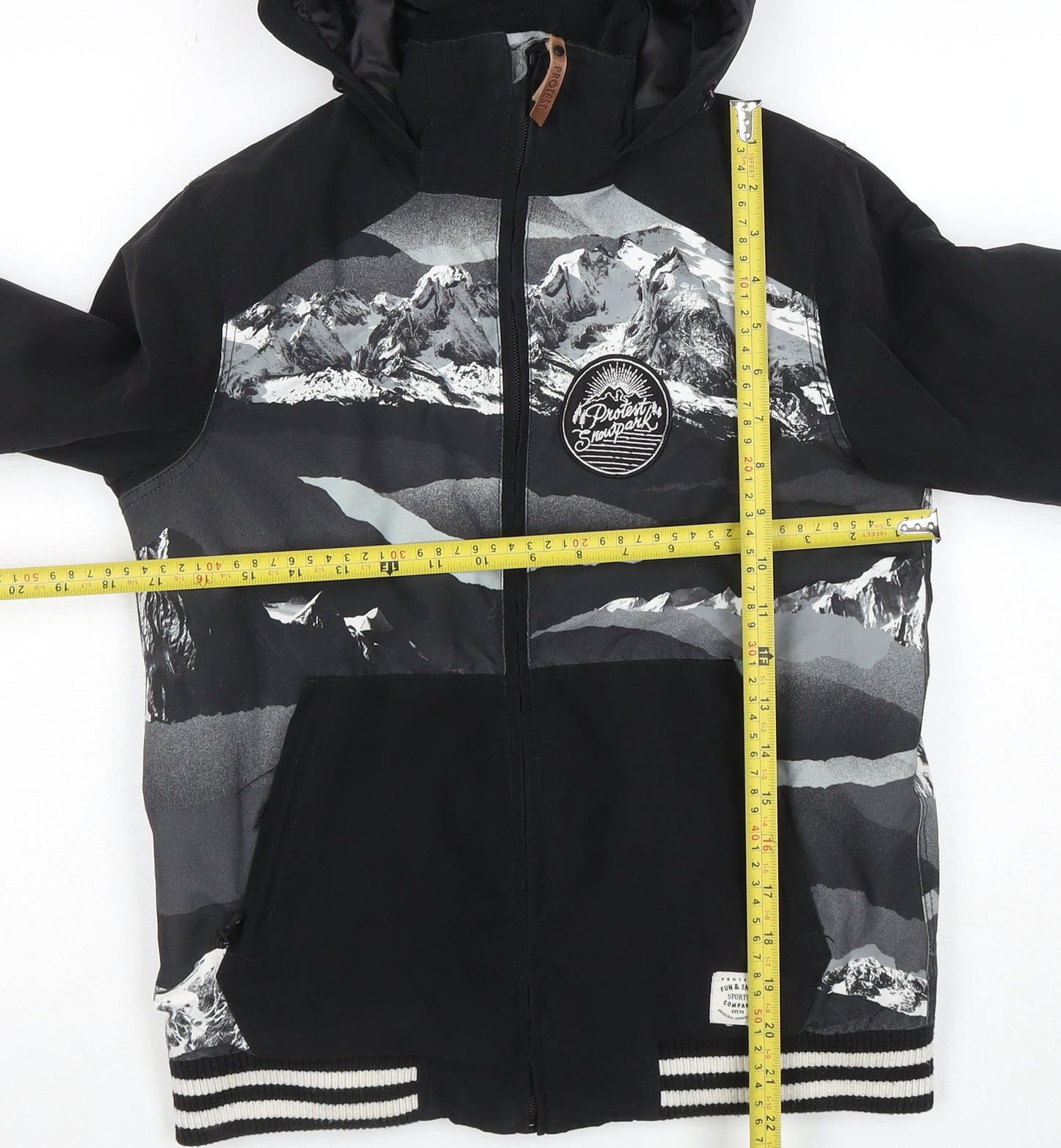 Protest Boys Black Mountain Print Hooded Waterproof Puffer Jacket 10Y