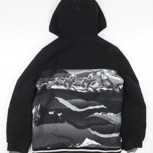 Protest Boys Black Mountain Print Hooded Waterproof Puffer Jacket 10Y