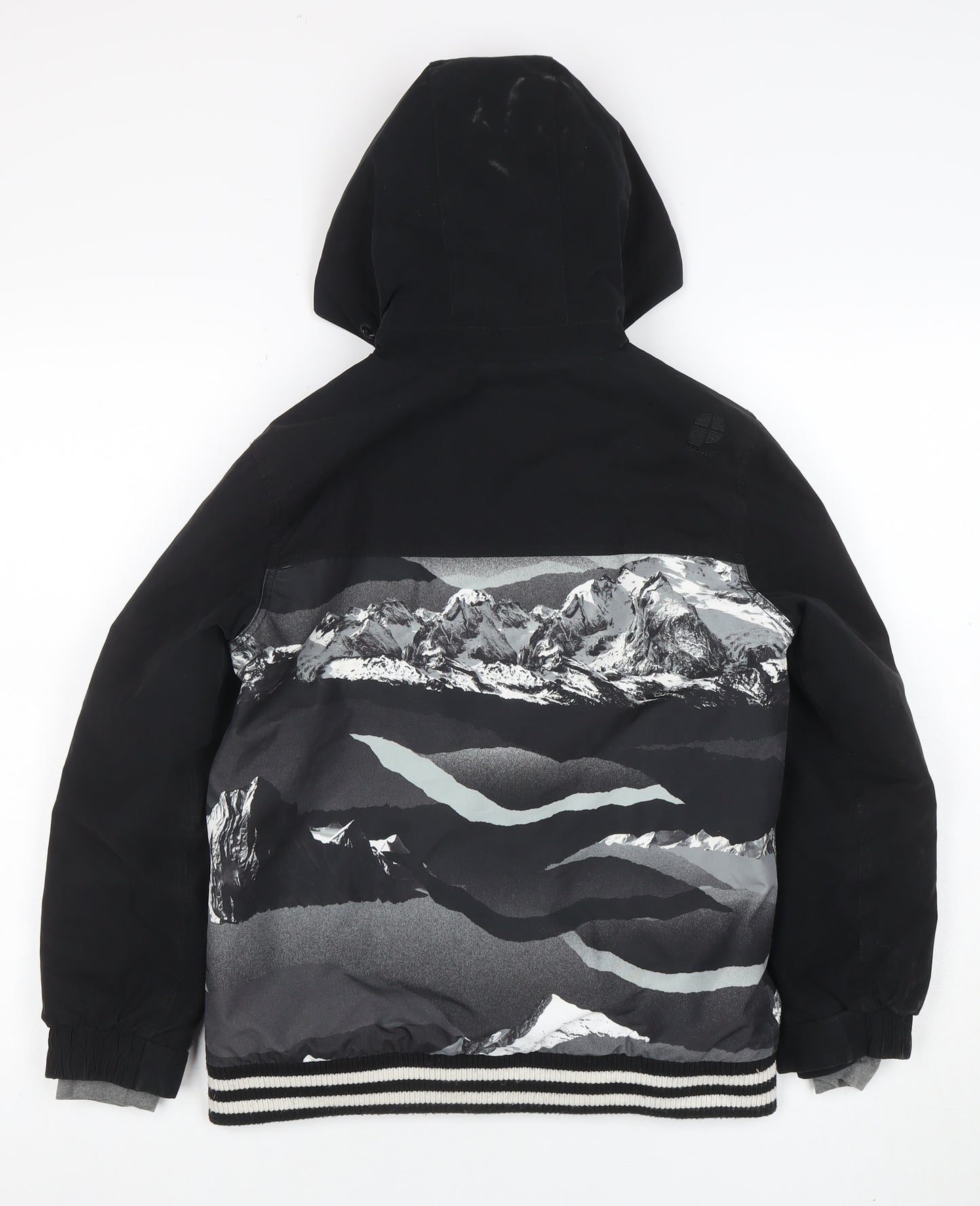 Protest Boys Black Mountain Print Hooded Waterproof Puffer Jacket 10Y
