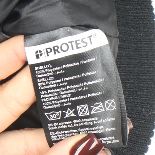 Protest Boys Black Mountain Print Hooded Waterproof Puffer Jacket 10Y