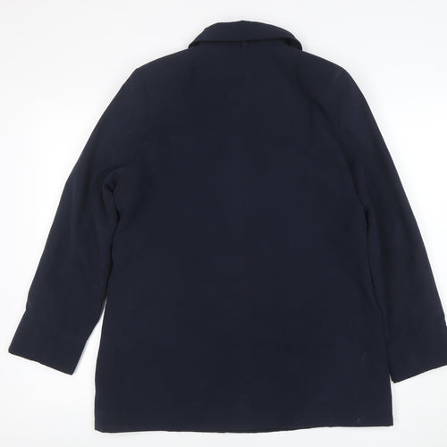 ISLE Womens Blue Mid-Length Button Jacket Size 10