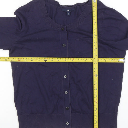 Gap Women's Blue Cotton 3/4 Sleeve Button Cardigan M