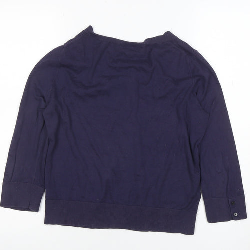 Gap Women's Blue Cotton 3/4 Sleeve Button Cardigan M