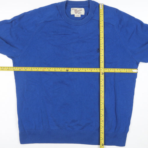 Original Penguin Men's Blue Cotton Crew Neck Jumper Size L