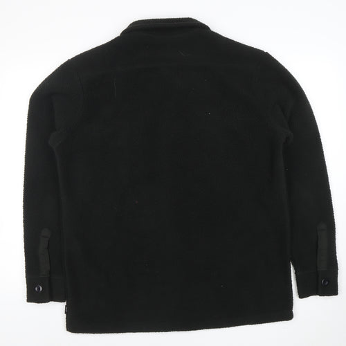 INDICODE Men’s Black Fleece Button Jacket L Collared Mid-Length