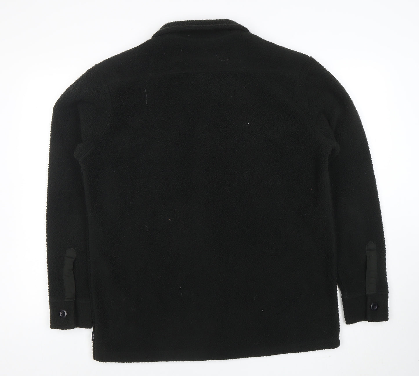 INDICODE Men’s Black Fleece Button Jacket L Collared Mid-Length