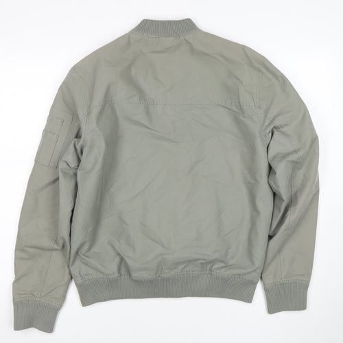 River Island Men's Grey Bomber Jacket M Lightweight Zip-Up Classic Style