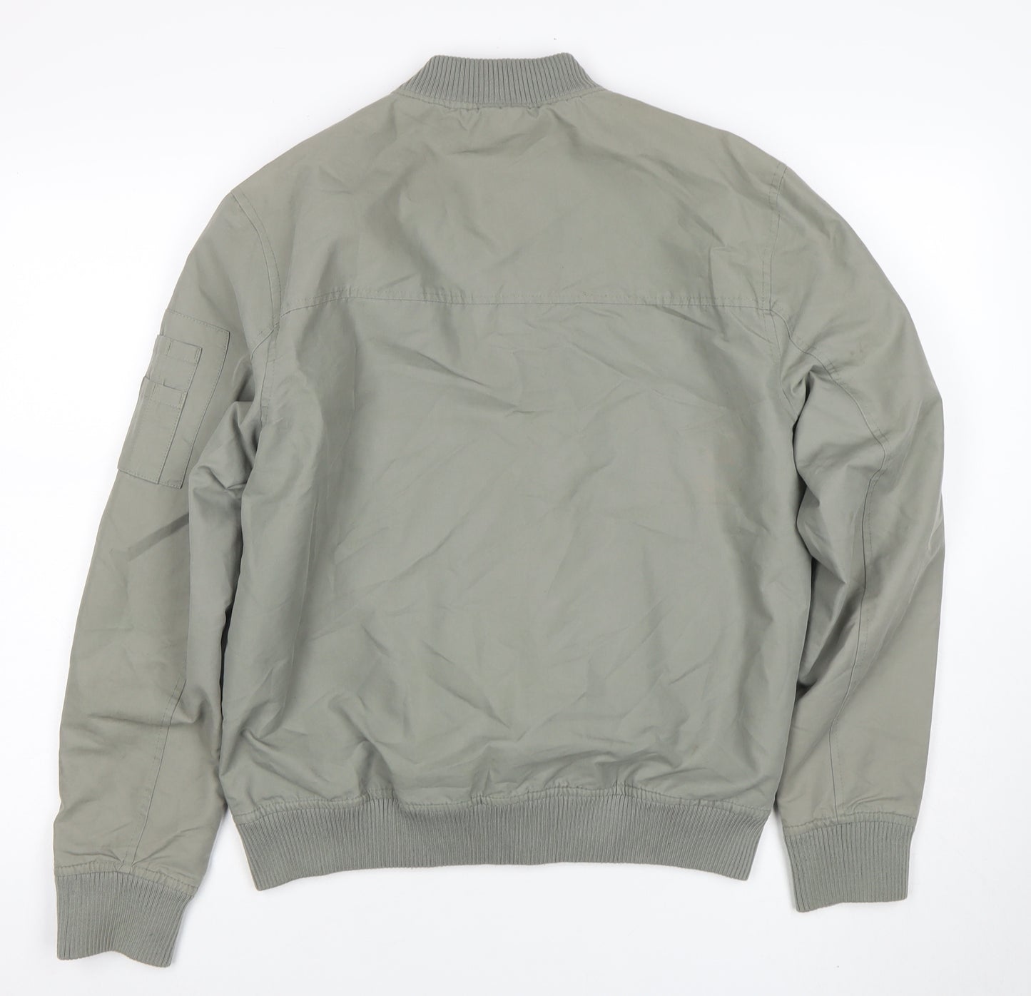 River Island Men's Grey Bomber Jacket M Lightweight Zip-Up Classic Style