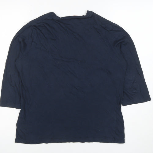 Tommy Hilfiger Women's Blue 3/4 Sleeve Cotton Jersey T-Shirt M