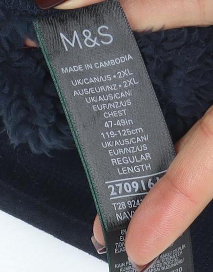 Marks and Spencer Men's Blue 2XL Fleece Full Zip Jacket