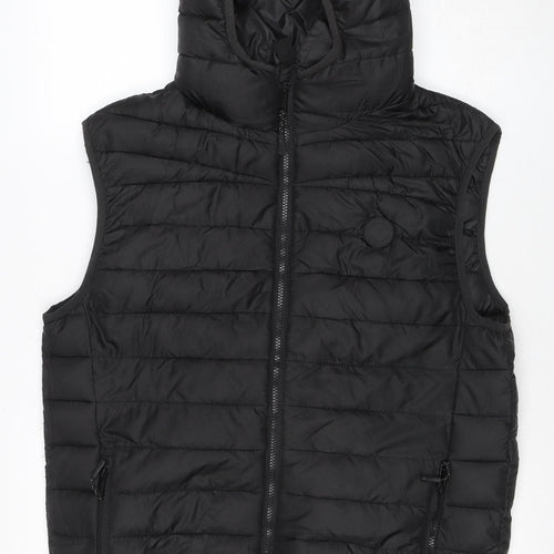 Threadbare Men's Black Hooded Puffer Waistcoat L Regular Fit