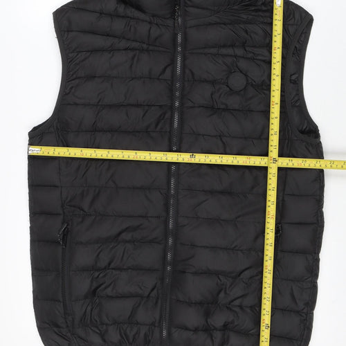 Threadbare Men's Black Hooded Puffer Waistcoat L Regular Fit