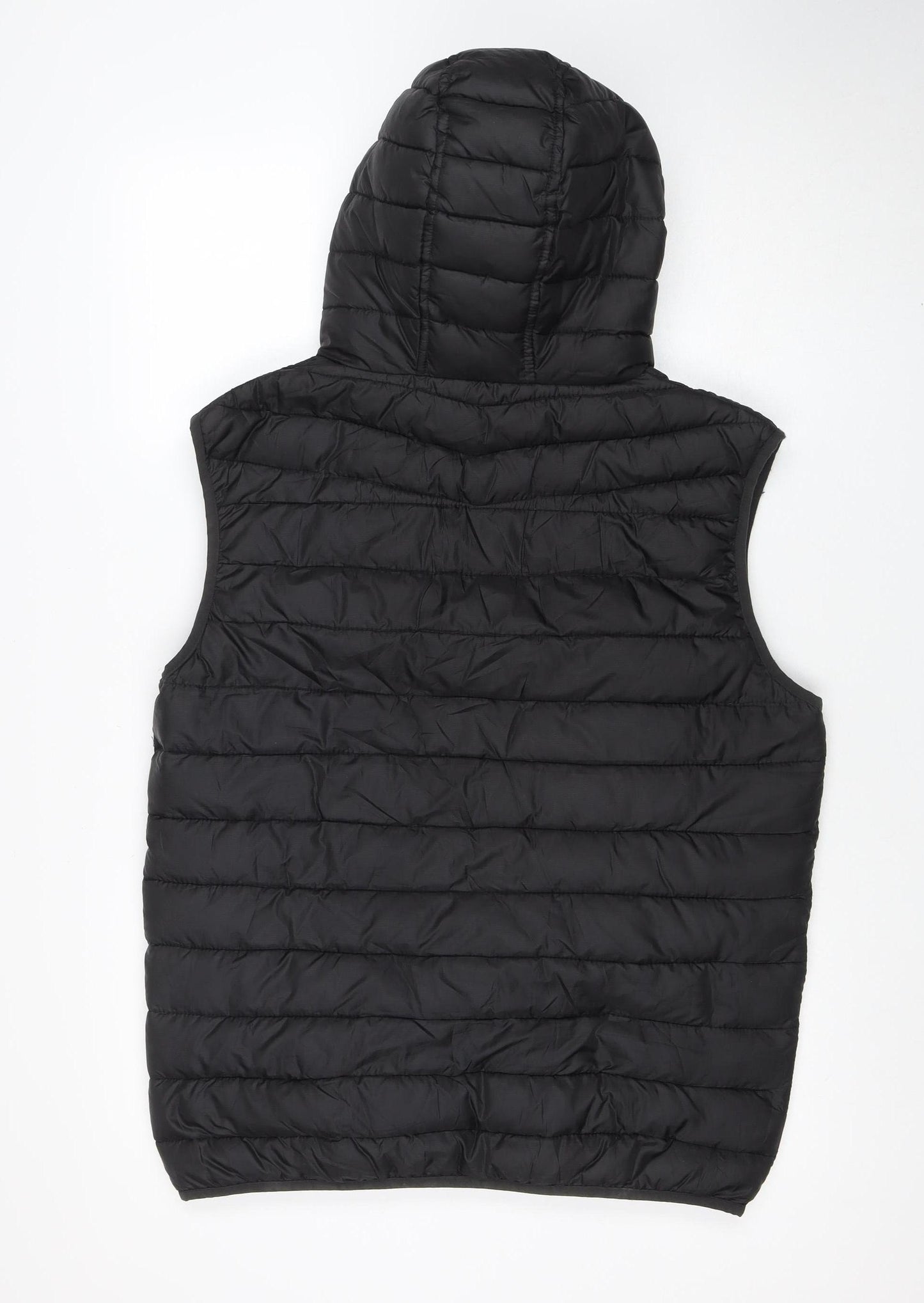 Threadbare Men's Black Hooded Puffer Waistcoat L Regular Fit