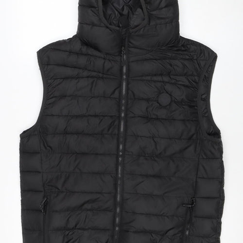 Threadbare Men's Black Hooded Puffer Waistcoat L Regular Fit