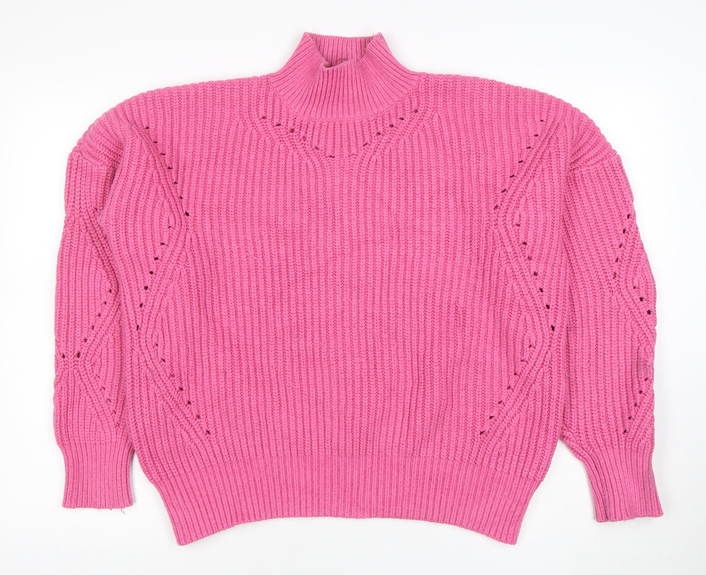 V by Very Women Pink Rib Knit Mock Neck Pullover Jumper Size 14